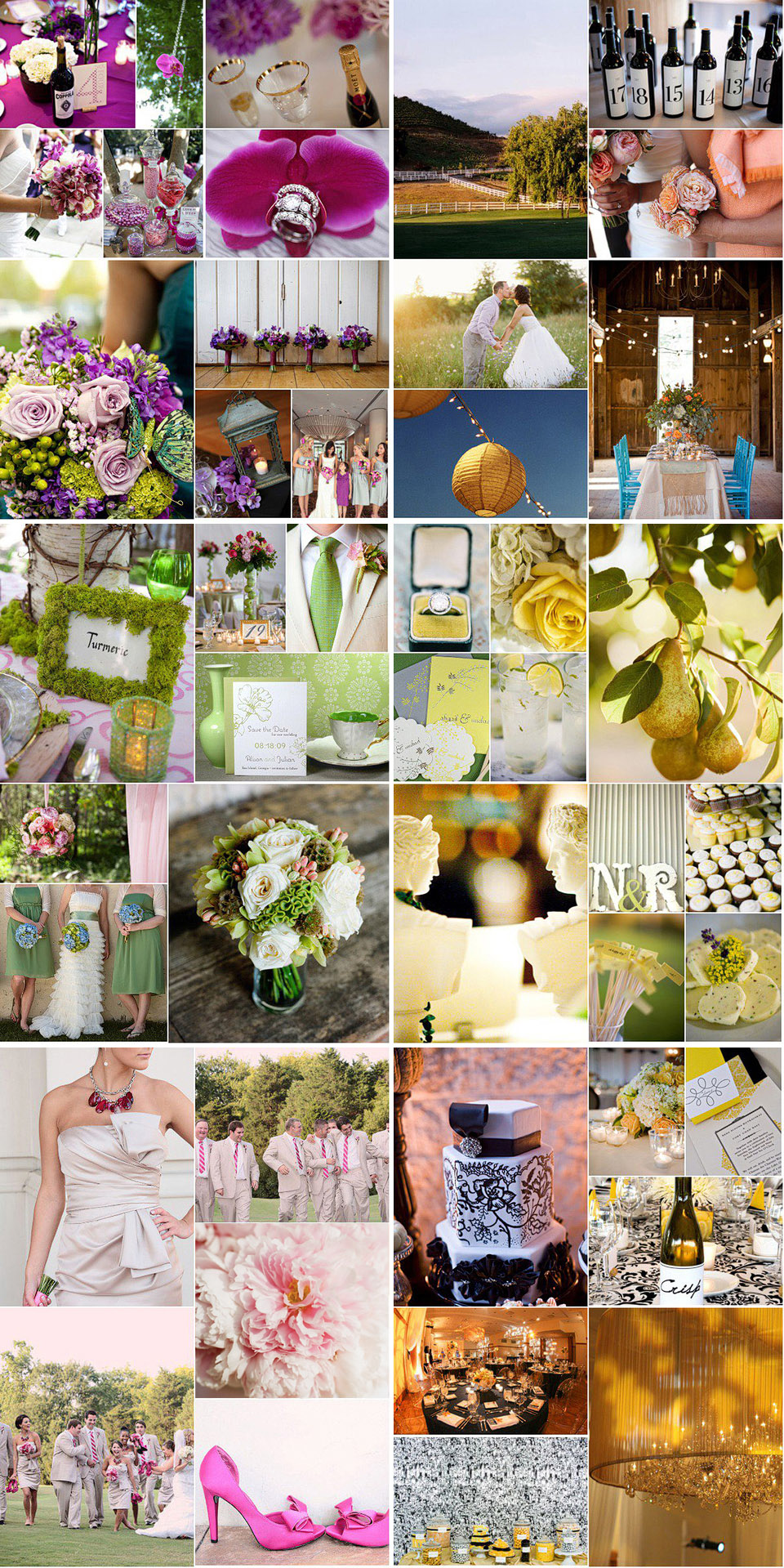 StyleMePretty, Choosing Wedding Colors, Wedding Colors, Ideas, Wedding details, Greens, Black and Whites, Purples, Pinks, Soft colors, Rustic wedding, Outdoor weddings