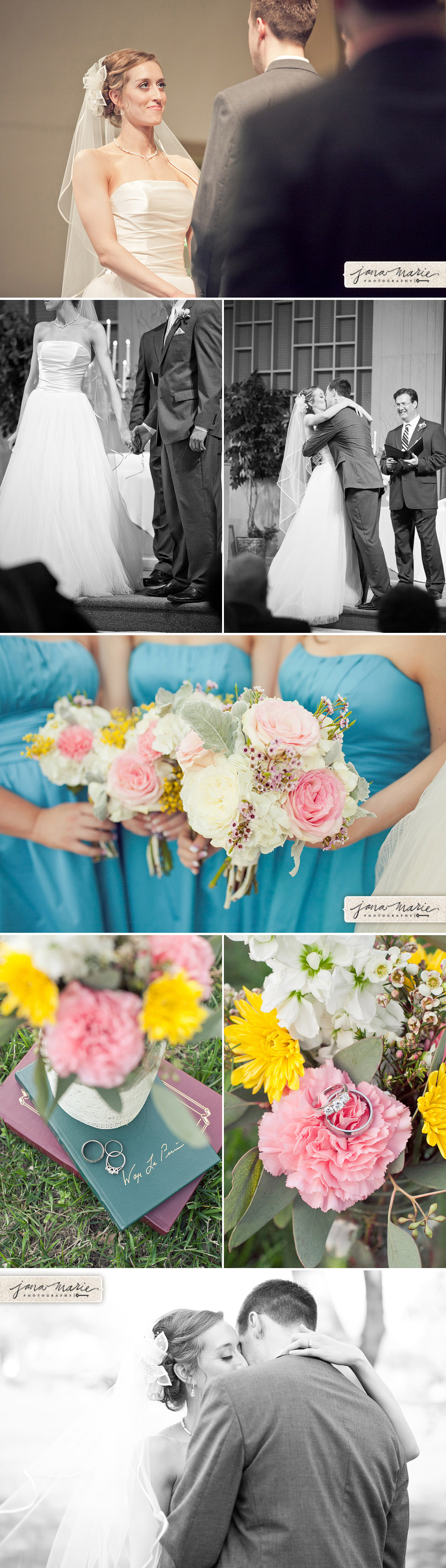 Blues and pinks, Yellow flowers, Hitched Weddings and Events, Jana Marie Photography, Bridal party photos, love, vintage inspired wedding