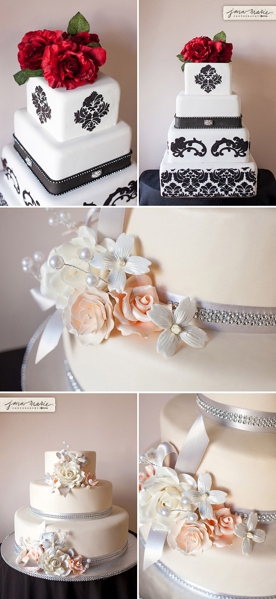 Black and white, vintage cakes, soft coral, classy bakery, Jana Marie Photography