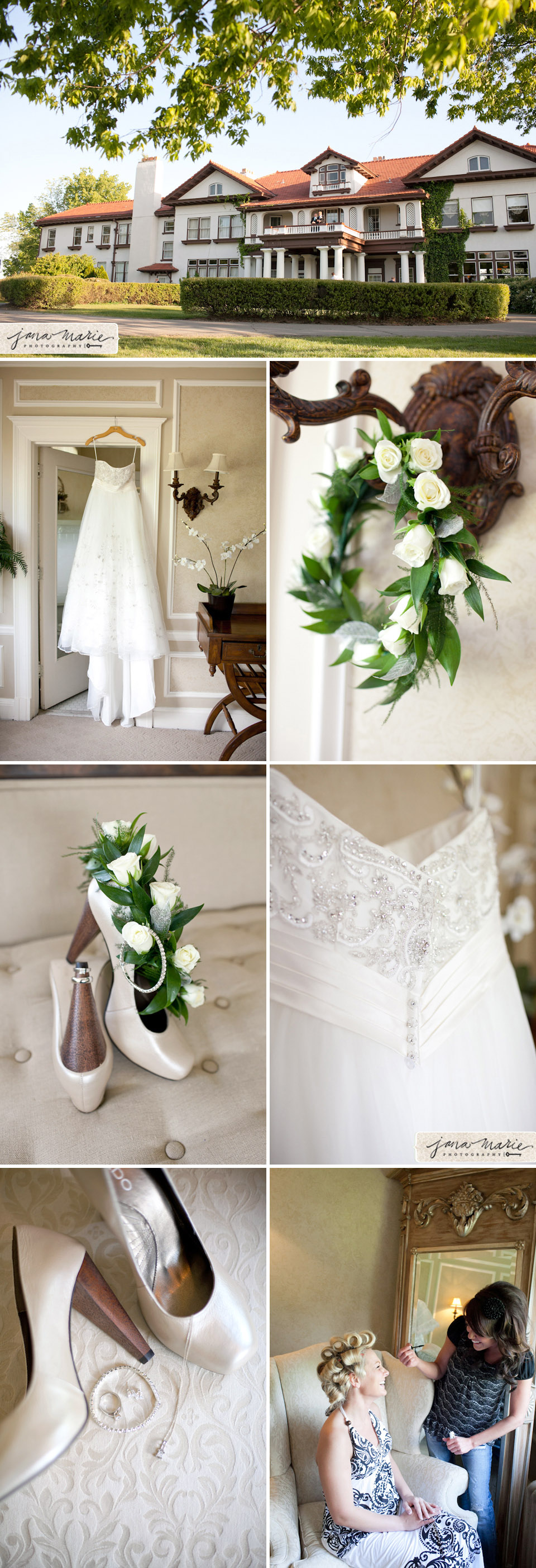 Details, getting ready, floral halo, dress, Bridal solutions, Kansas City wedding photography, Longview, jana