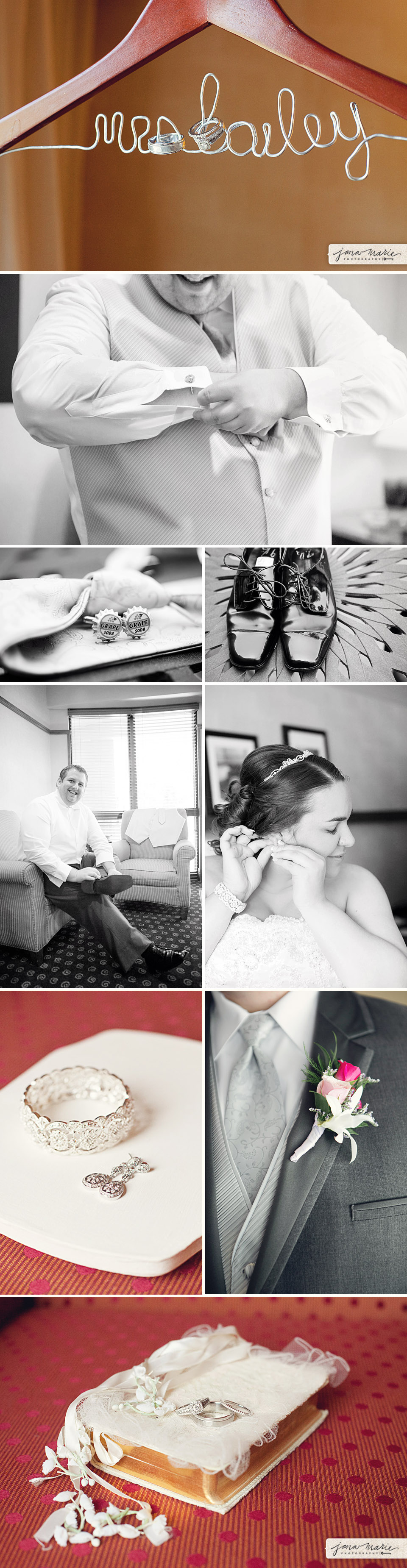 Jana Marie, KC weddings, Kansas, Details, groomsmen, decor, black and white pictures
