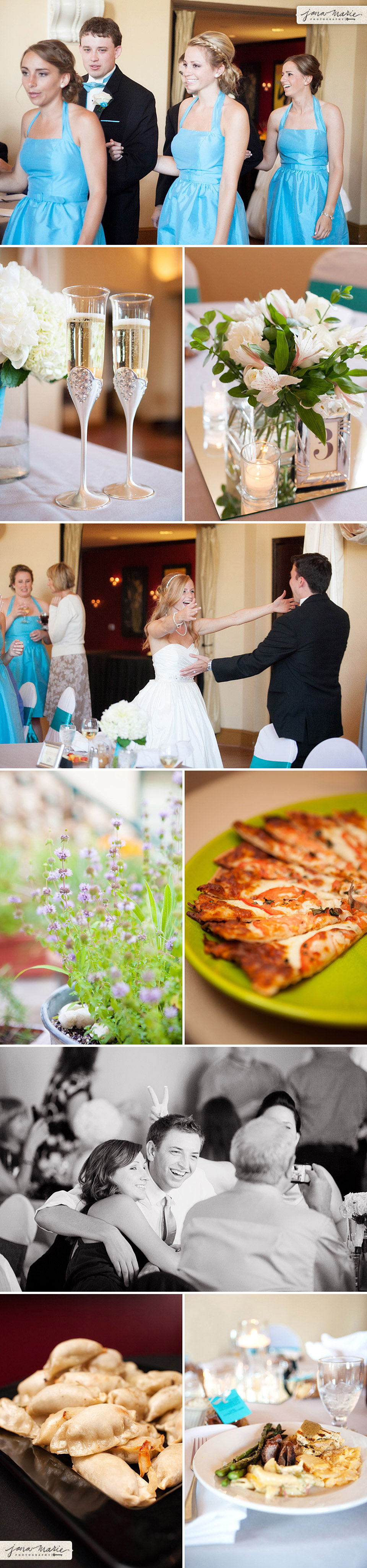 Jana Marie Photography, pizza, Couple, kisses, Reception, The Villa Kansas City, weddings