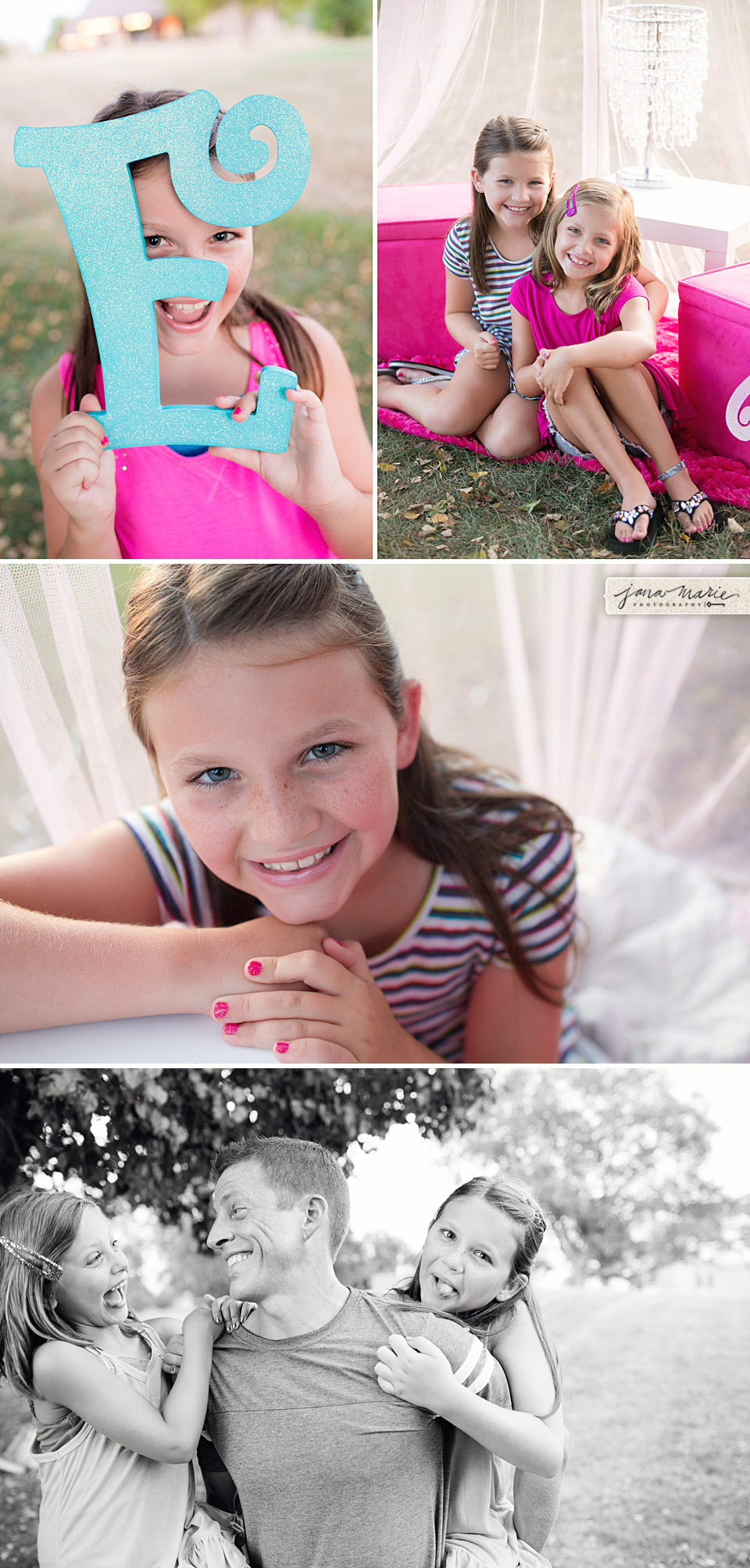 Daddys girls, fun, stylized childrens sessions, white sheer net, Balloons, Family portraits