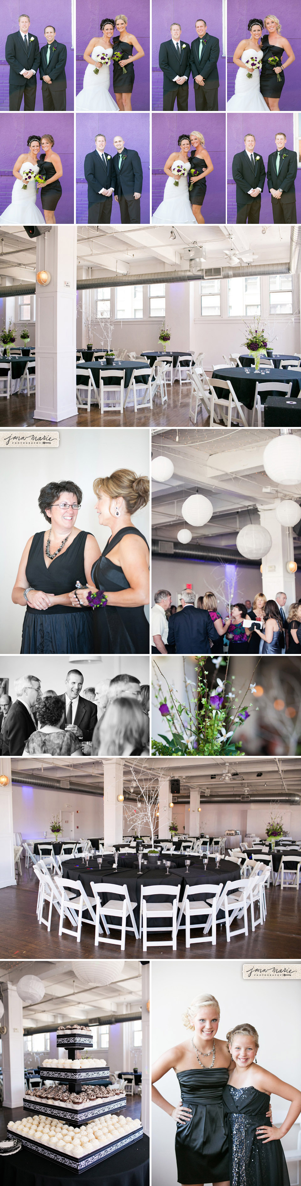 purple and green decor, mother of groom, lanterns, cupcakes, cocktail hour, Kansas City wedding photographer