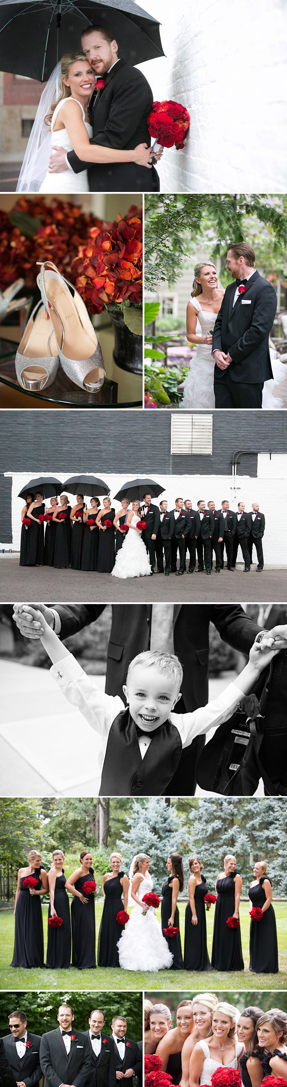 Bridal party pictures, Urban photos, Banana Who Booth, Kansas City wedding photographer, Black and red, modern weddings