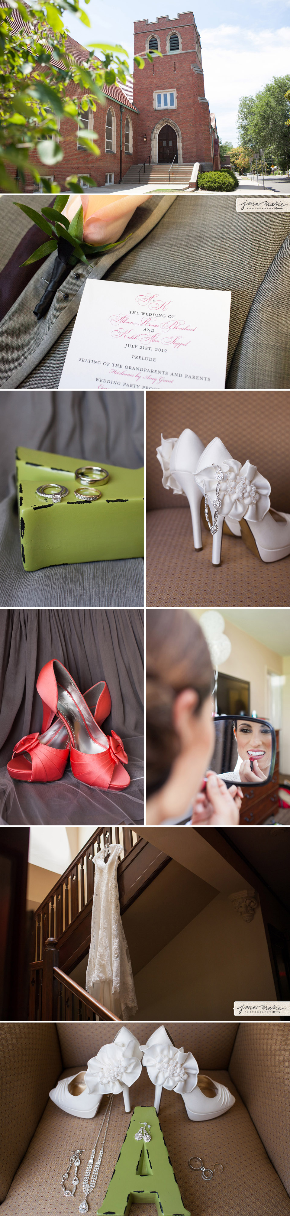 details, getting ready, bridal suite, coral and greens, KC weddings, Jana Marler