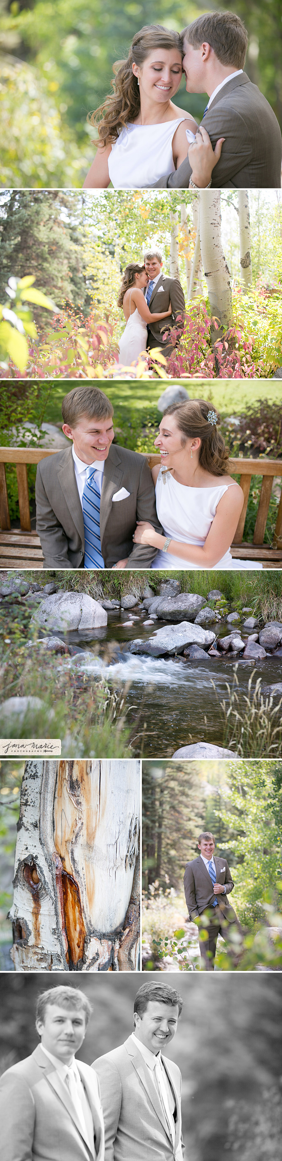 Colorado wedding photographer, Jana Marler, Creeks, wedding images, Aspen trees