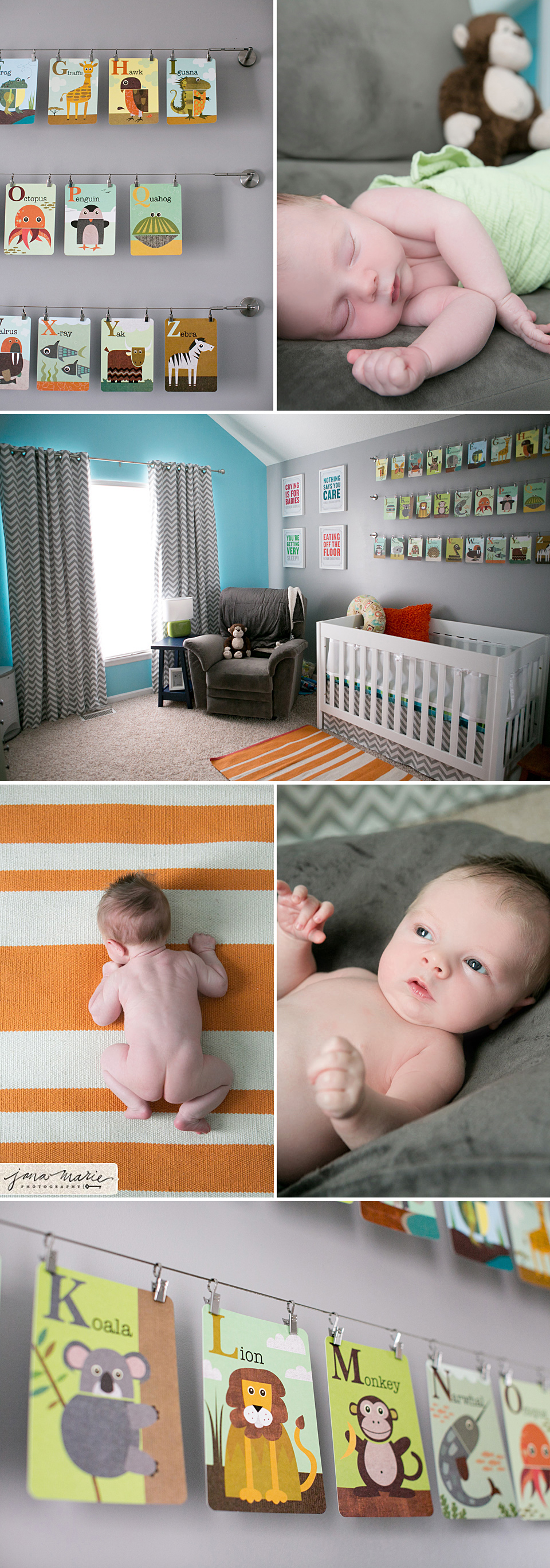 Children photographer, Kansas city portraits, Baby room, stripe rug, chevron pattern, Jana Marie