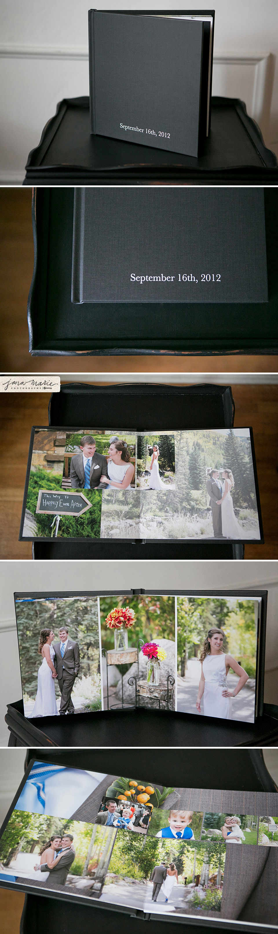 Fine Art wedding album, Vision Art Books, Jana Marie Photography studio samples, hinged, fabric cover