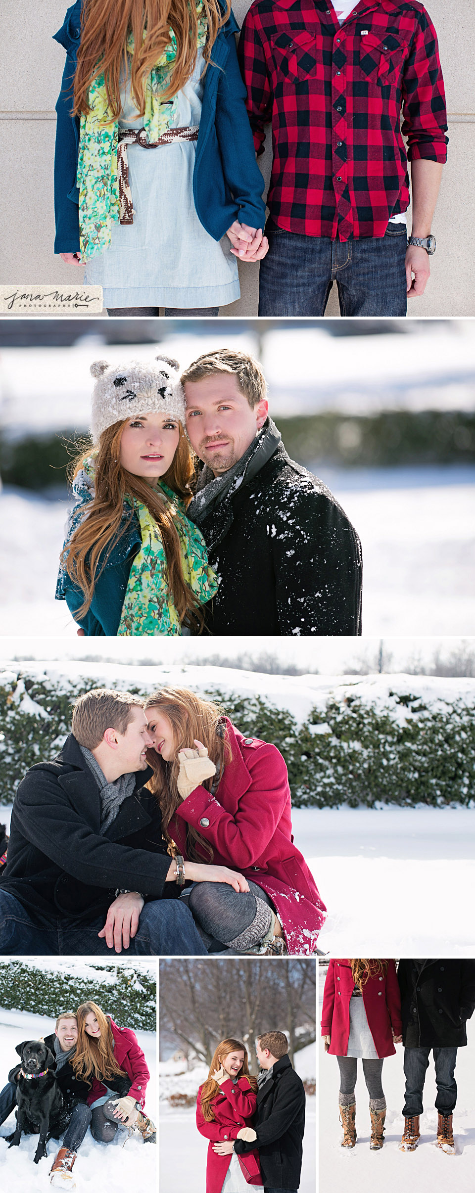 Snow ball fights, Furry hats, Couple photos, Jana Marie Photography, Beloved portraits, snowy images