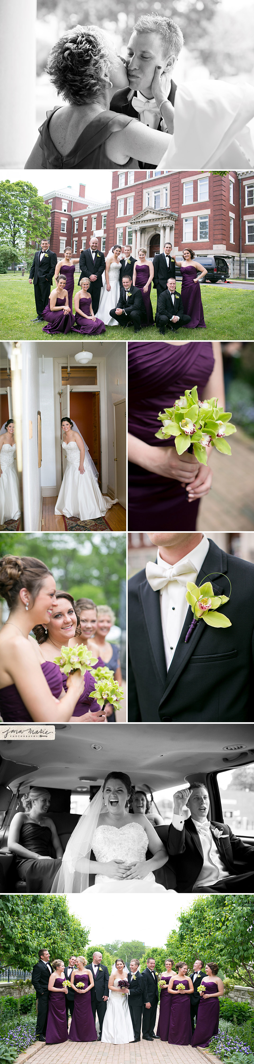 Bouquet, Boutonniere, bridal party pictures, Murial Kauffman Gardens, Bridal suite, Jana Marler, Kansas City photographer
