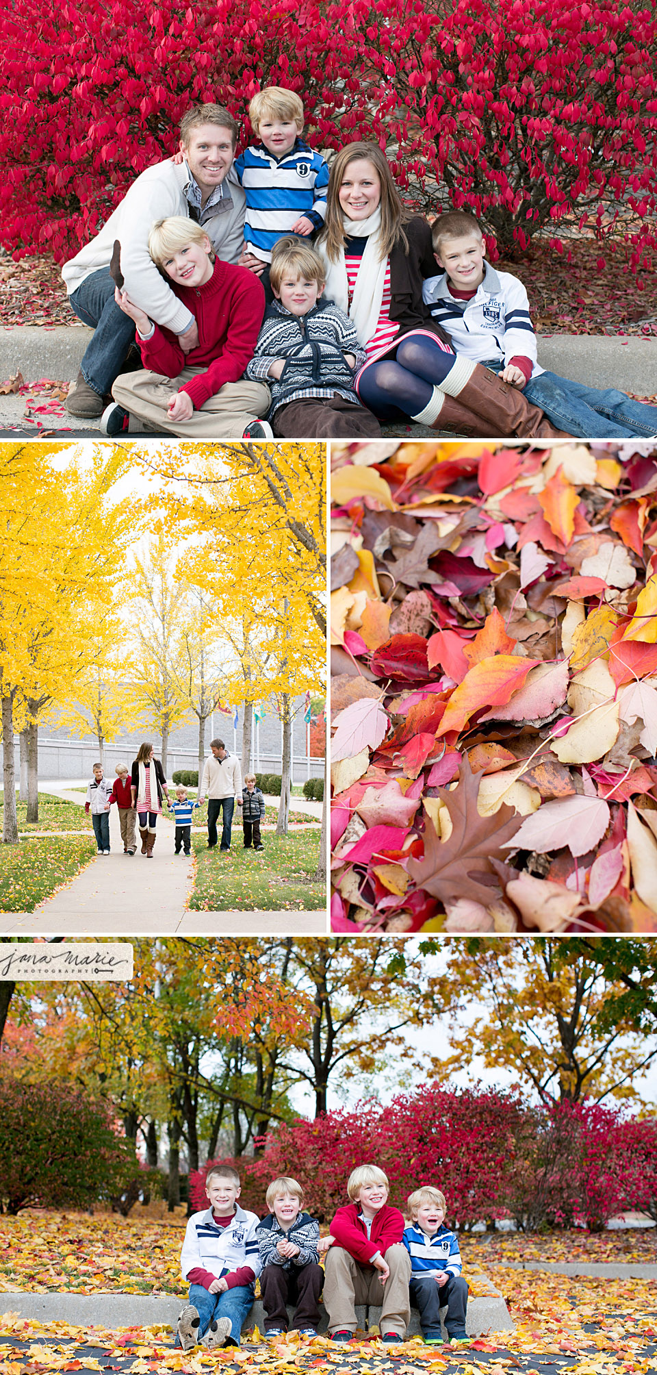 Family photos, Fall leaves, colors of the midwest, Jana Marie Photography