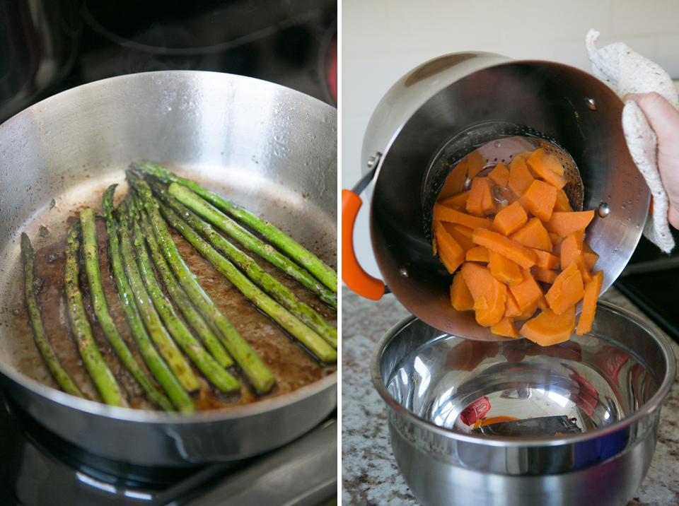asparagus meals, comfort food, Destination Wedding Photographer, Dinner for two, glazed dinners, home cooked meals, Honey Bourbon Fried Chicken, Jana Marie Photography, Jana Marler, KC families, KC wedding photography, sweet potatoes, Tasty Tuesday, Food tips