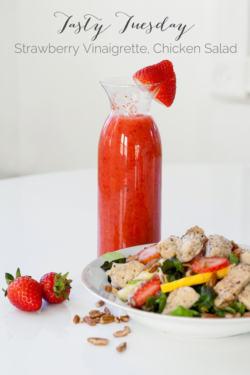 Tasty Tuesday, Strawberry Vinaigrette, How to cook, Easy meals, Dinners for small families, Jana Marie Photography, Chicken salad recipes, How to make vinaigrette