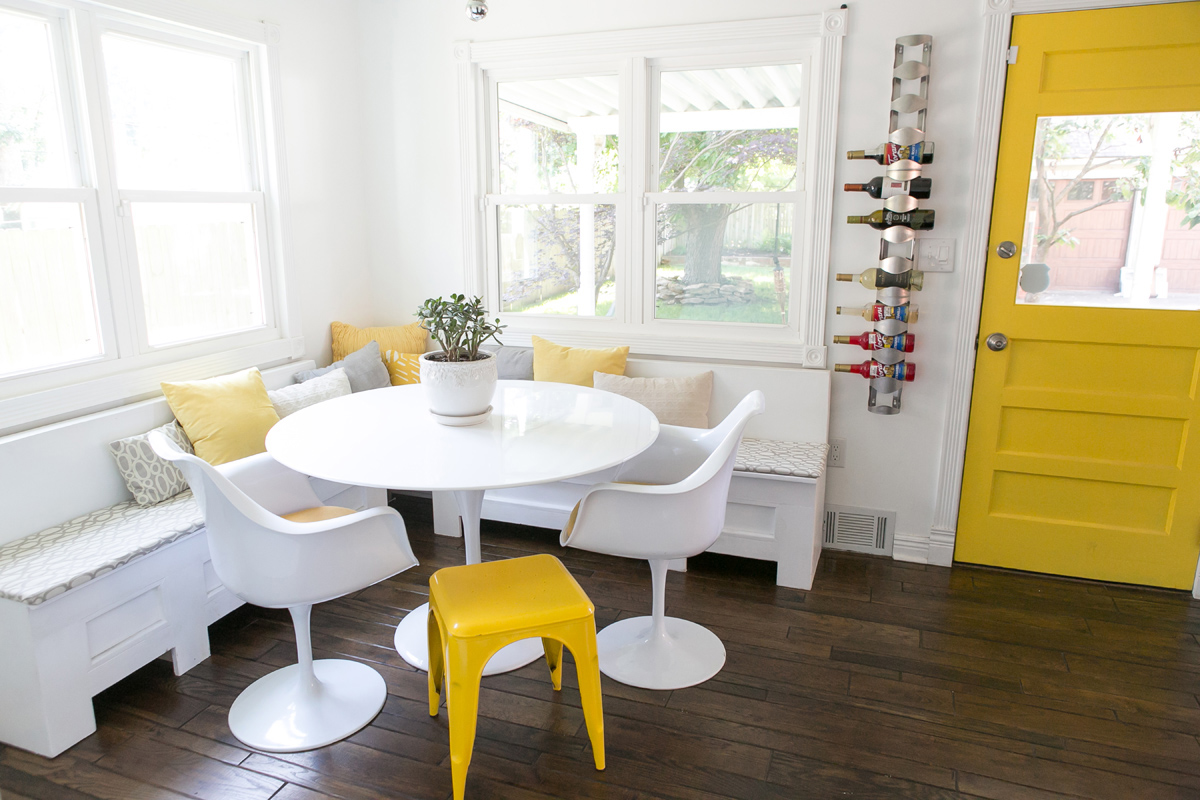 House Remodel, Home Renovation, This Old House, Old homes, DIY, House flip, Kitchen remodeling, Modern kitchen, White kitchen, White and yellow kitchen, Tulip Chairs, Orbit theme, Independence Homes, House projects, Do It Yourself
