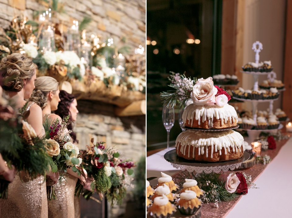 Buffalo Lodge, New Years Eve, Jana Marie Photography, Denver Wedding Photographer, Winter weddings, Rose gold, Nothing Bundt Cake