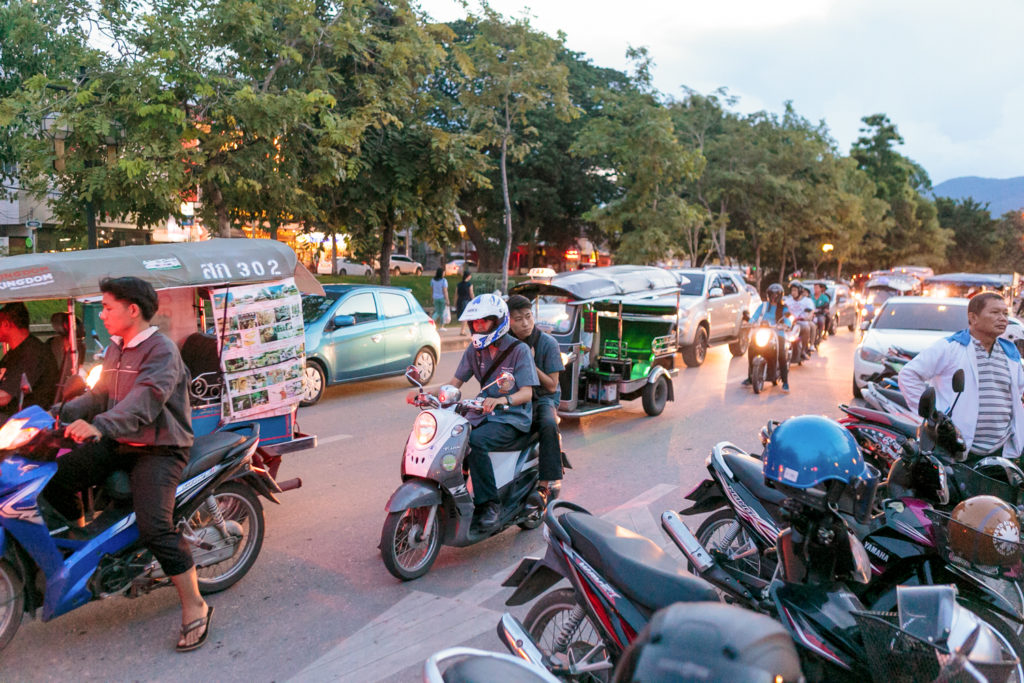 Traffic and scooters in Chiang Mai